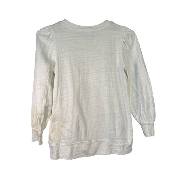 Loft Womens White Textured Long Sleeve Cotton Top Size S - Picture 3 of 5